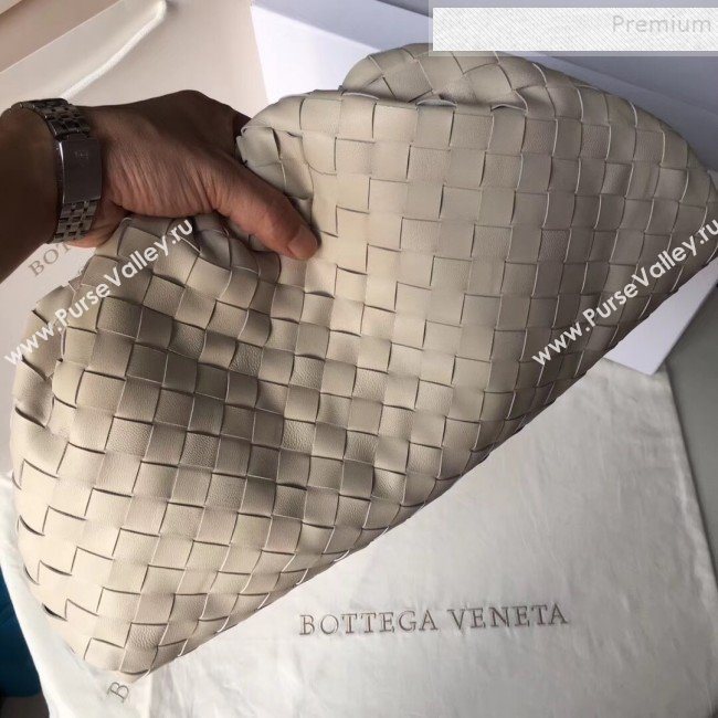 Bottega Veneta Large The Pouch Clutch in Maxi Woven Leather White 2019 (WT-9090209)