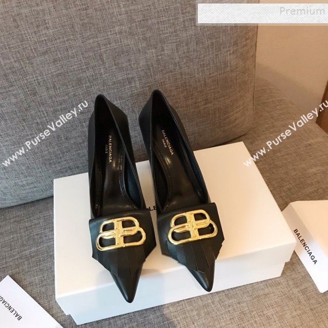 Balenciaga Fringe Knife Calfskin High-Heel Pumps Black 2019 (HUANGZ-9090221)