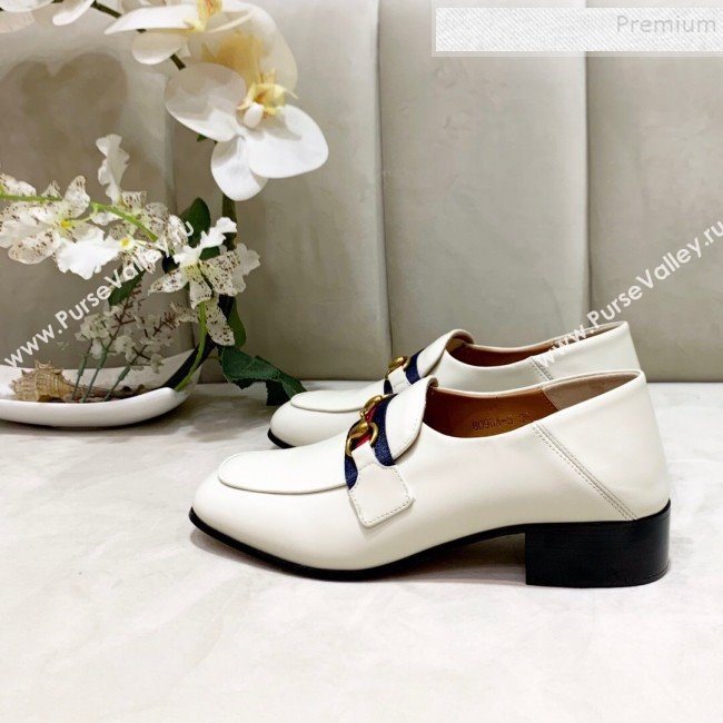 Gucci Lambskin Horsebit Loafer with Web White 2019 (DLY-9090244)