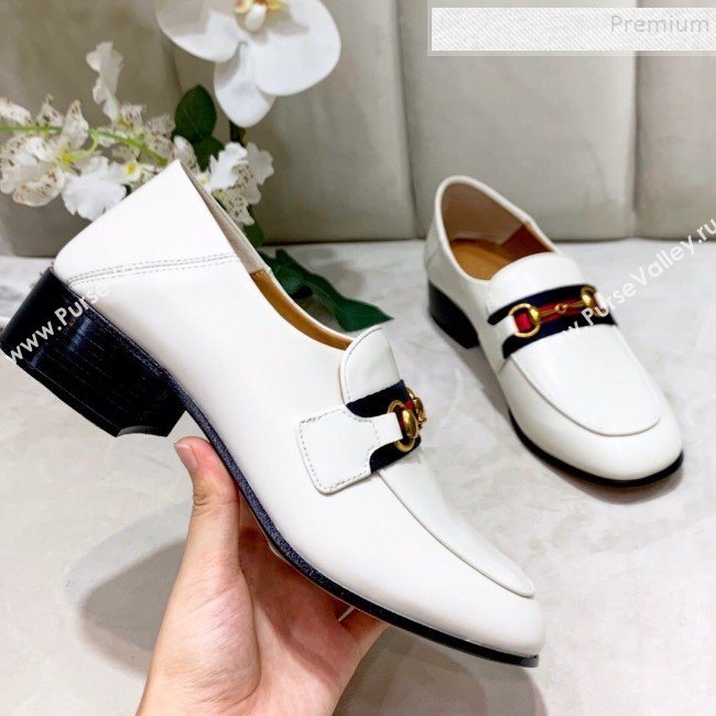 Gucci Lambskin Horsebit Loafer with Web White 2019 (DLY-9090244)