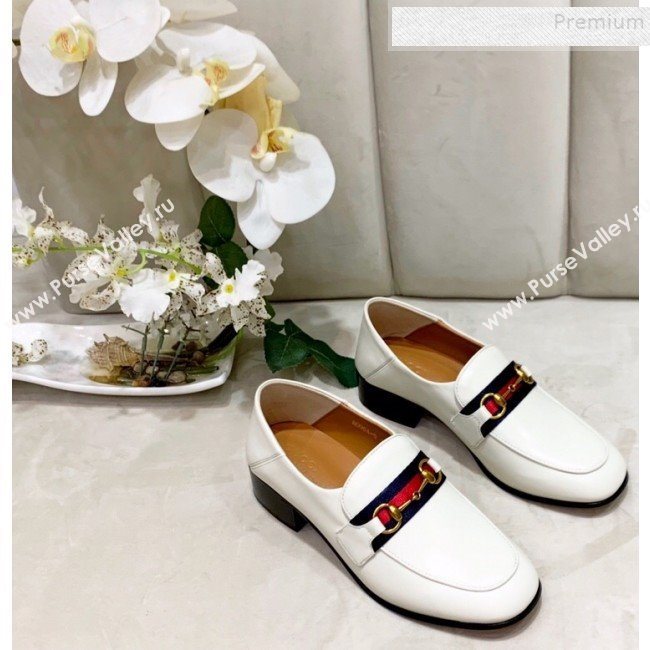 Gucci Lambskin Horsebit Loafer with Web White 2019 (DLY-9090244)