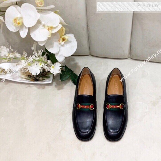 Gucci Lambskin Horsebit Loafer with Web Black 2019 (DLY-9090245)