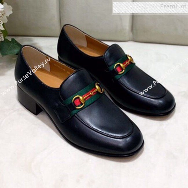 Gucci Lambskin Horsebit Loafer with Web Black 2019 (DLY-9090245)