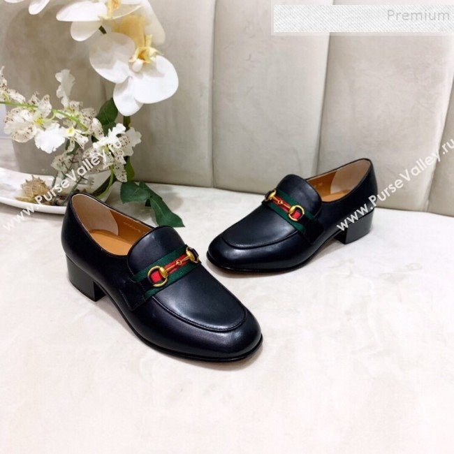 Gucci Lambskin Horsebit Loafer with Web Black 2019 (DLY-9090245)