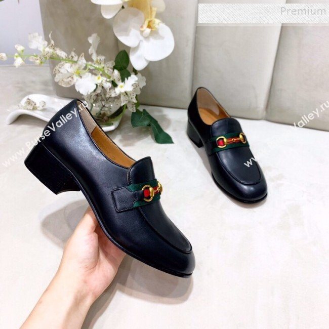 Gucci Lambskin Horsebit Loafer with Web Black 2019 (DLY-9090245)