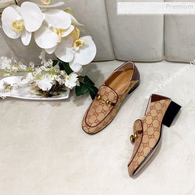 Gucci GG Canvas Horsebit Loafer Beige 2019 (DLY-9090247)