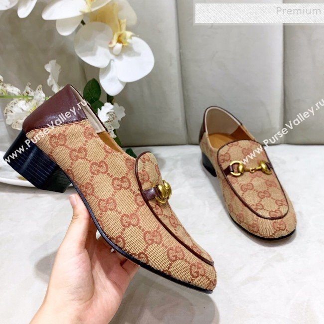 Gucci GG Canvas Horsebit Loafer Beige 2019 (DLY-9090247)