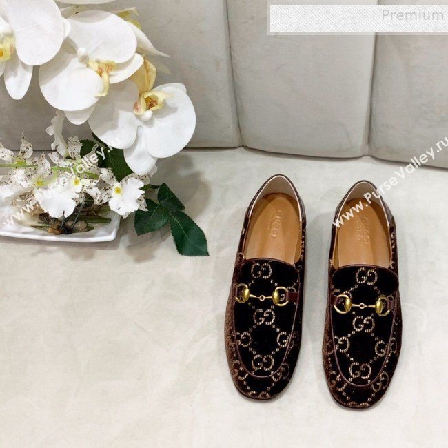 Gucci GG Velvet Horsebit Loafer Brown 2019 (DLY-9090248)