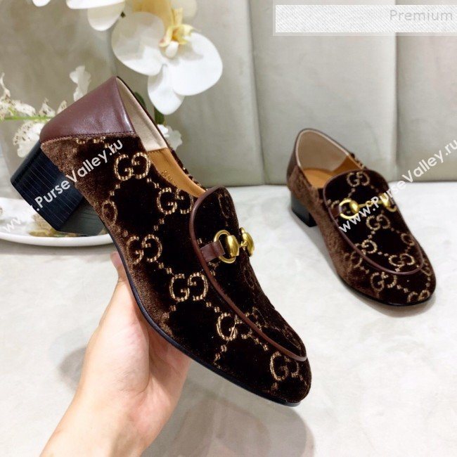 Gucci GG Velvet Horsebit Loafer Brown 2019 (DLY-9090248)