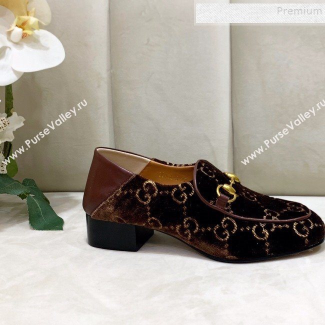 Gucci GG Velvet Horsebit Loafer Brown 2019 (DLY-9090248)