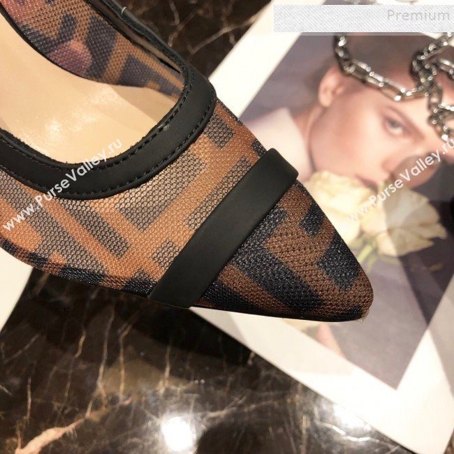 Fendi FF Mesh Heel 9cm Pump Black 2019 (DLY-9090258)