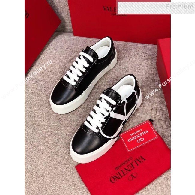 Valentino VLogo Calfskin Low-Top Sneakers Black 2019 (MD-9090314)