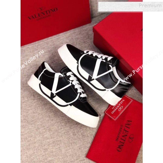 Valentino VLogo Calfskin Low-Top Sneakers Black 2019 (MD-9090314)
