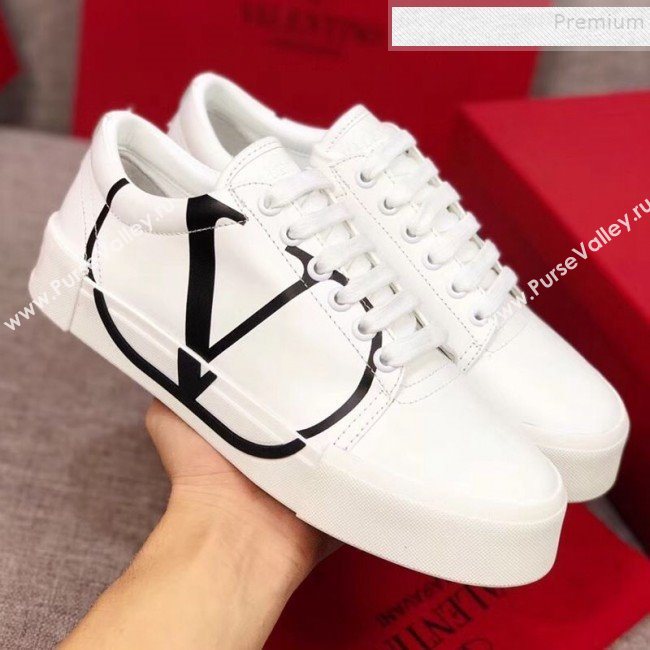 Valentino VLogo Calfskin Low-Top Sneakers White 2019 (MD-9090313)