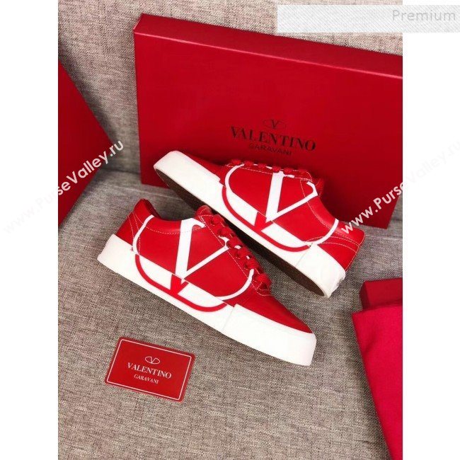 Valentino VLogo Calfskin Low-Top Sneakers Red 2019 (MD-9090312)