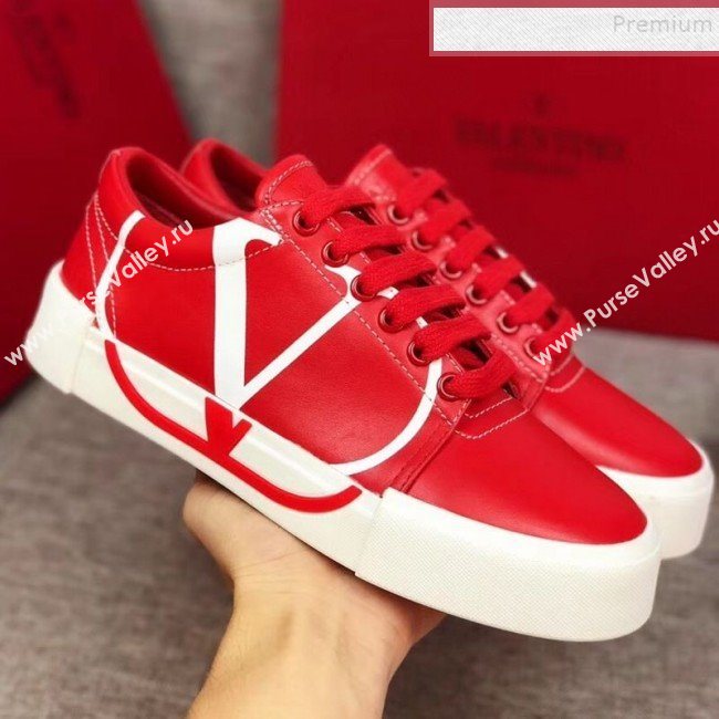 Valentino VLogo Calfskin Low-Top Sneakers Red 2019 (MD-9090312)