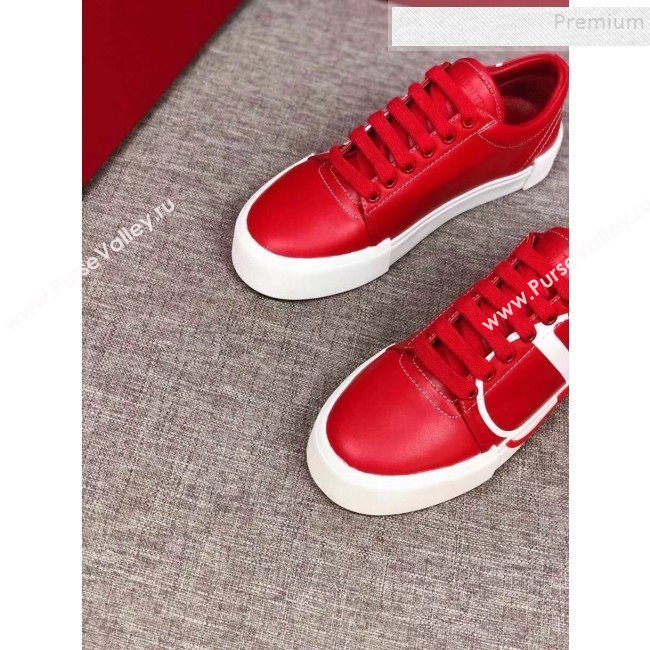 Valentino VLogo Calfskin Low-Top Sneakers Red 2019 (MD-9090312)