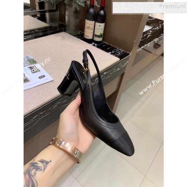 Chanel Slingback Mid-Heel Pumps Black 2019 (MD-9090340)