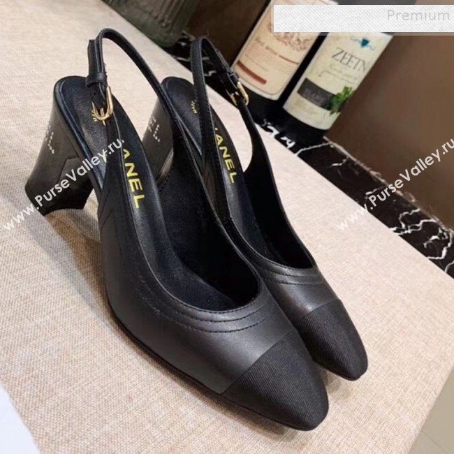 Chanel Slingback Mid-Heel Pumps Black 2019 (MD-9090340)