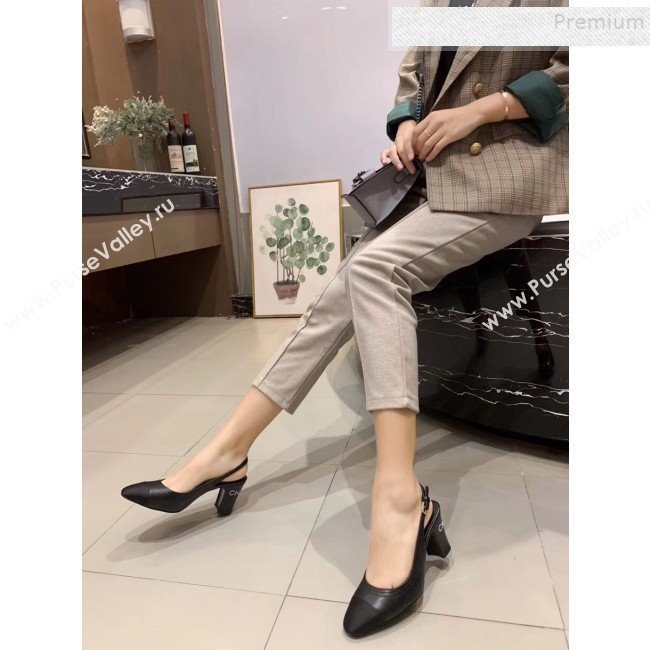 Chanel Slingback Mid-Heel Pumps Black 2019 (MD-9090340)