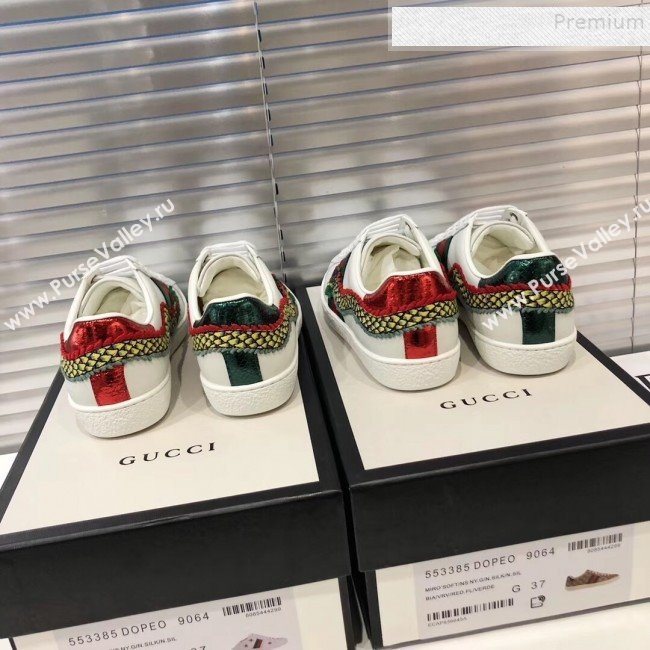 Gucci Ace Sneakers with Dragon Patch White 2019 (For Women and Men) (5000-9090343)