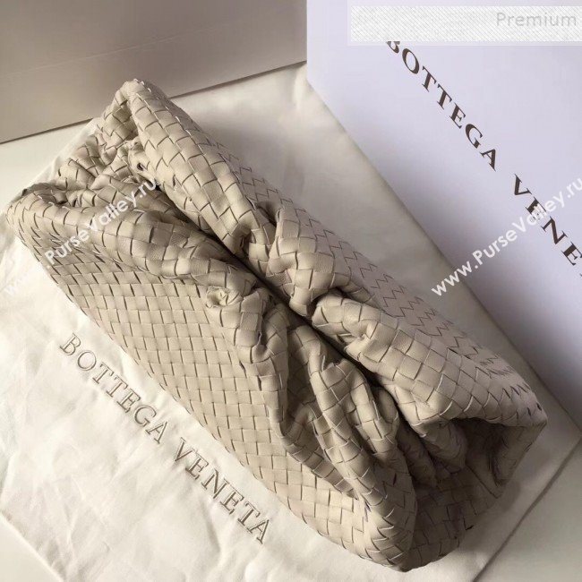 Bottega Veneta Large The Pouch Clutch in Woven Leather White 2019 (WT-9090204)