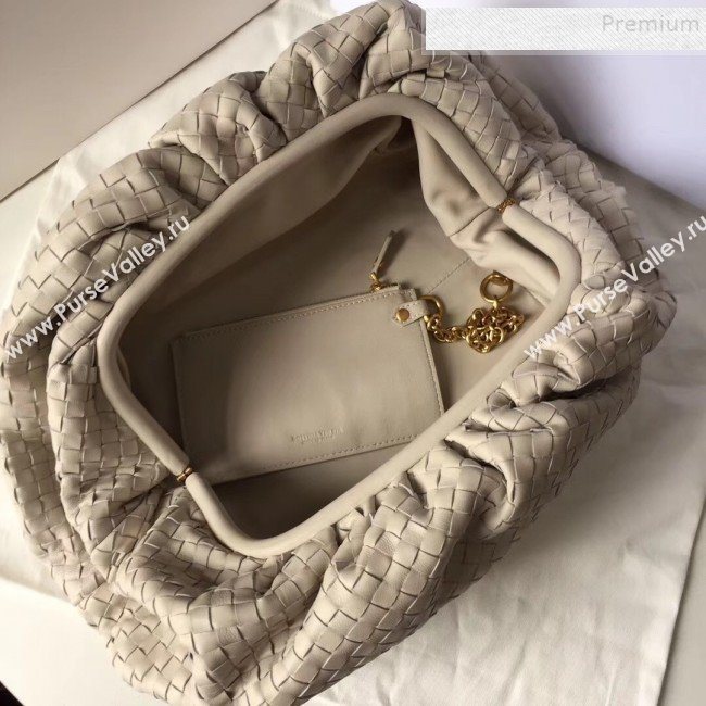 Bottega Veneta Large The Pouch Clutch in Woven Leather White 2019 (WT-9090204)