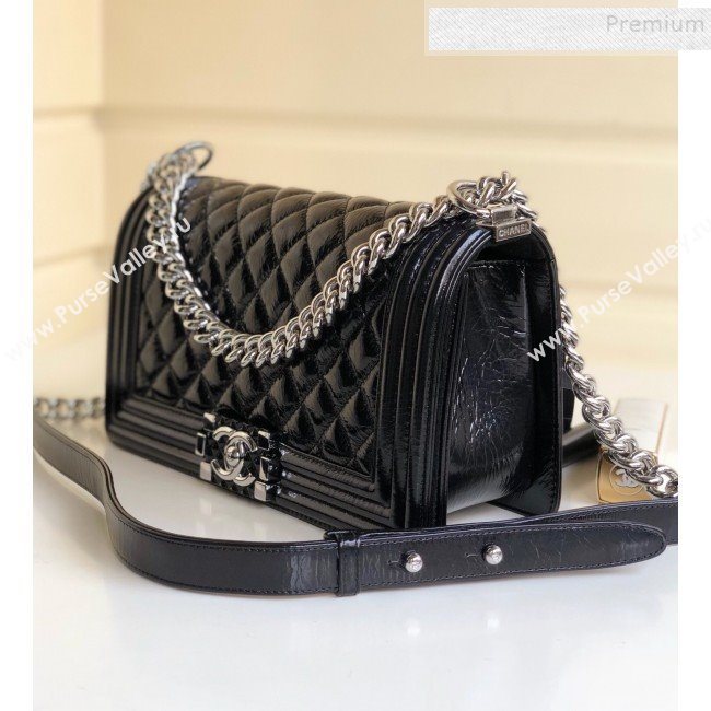 Chanel Vintage Quilted Leather Medium 25cm Boy Flap Bag Black 2019 (YD-9090605)