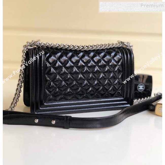 Chanel Vintage Quilted Leather Medium 25cm Boy Flap Bag Black 2019 (YD-9090605)