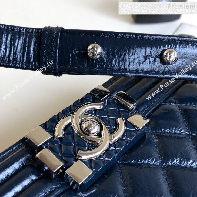 Chanel Vintage Quilted Leather Medium 25cm Boy Flap Bag Blue 2019 (YD-9090606)