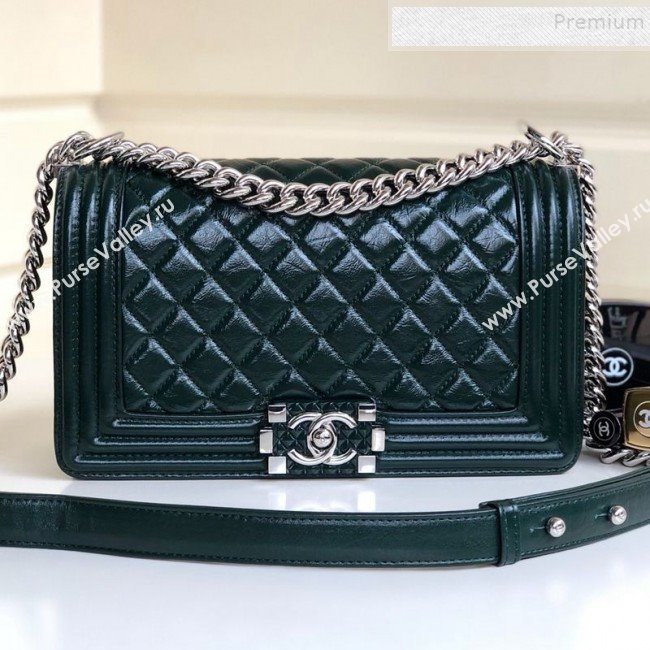 Chanel Vintage Quilted Leather Medium 25cm Boy Flap Bag Green 2019 (YD-9090607)