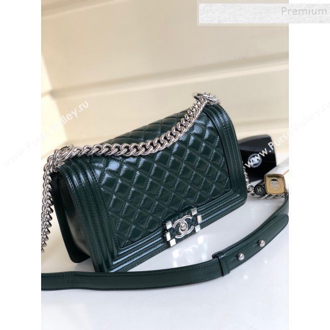 Chanel Vintage Quilted Leather Medium 25cm Boy Flap Bag Green 2019 (YD-9090607)