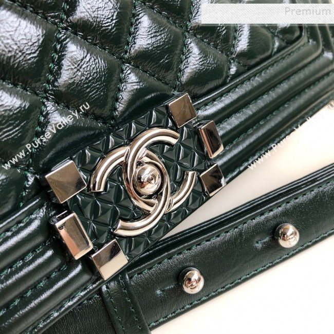 Chanel Vintage Quilted Leather Medium 25cm Boy Flap Bag Green 2019 (YD-9090607)