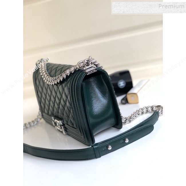 Chanel Vintage Quilted Leather Medium 25cm Boy Flap Bag Green 2019 (YD-9090607)