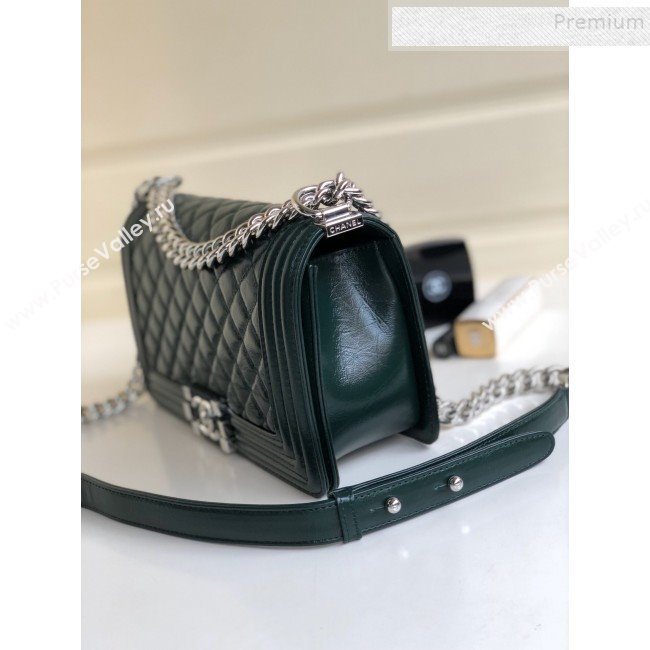 Chanel Vintage Quilted Leather Medium 25cm Boy Flap Bag Green 2019 (YD-9090607)