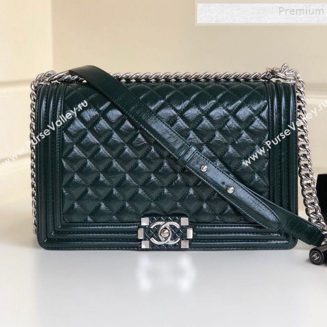Chanel Vintage Quilted Leather Medium 28cm Boy Flap Bag Green 2019 (YD-9090608)