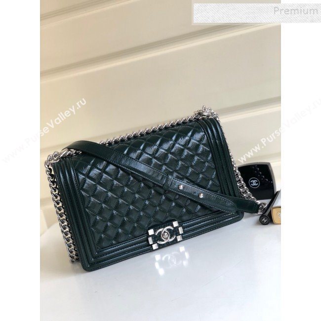 Chanel Vintage Quilted Leather Medium 28cm Boy Flap Bag Green 2019 (YD-9090608)