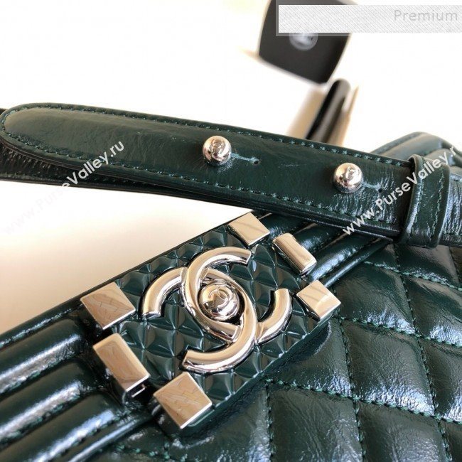 Chanel Vintage Quilted Leather Medium 28cm Boy Flap Bag Green 2019 (YD-9090608)
