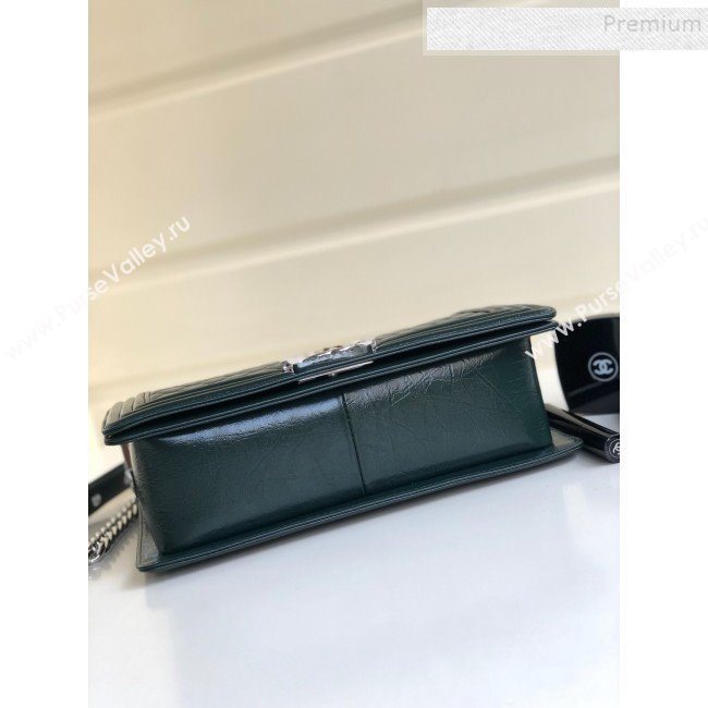 Chanel Vintage Quilted Leather Medium 28cm Boy Flap Bag Green 2019 (YD-9090608)