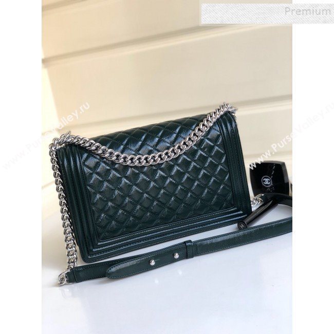 Chanel Vintage Quilted Leather Medium 28cm Boy Flap Bag Green 2019 (YD-9090608)
