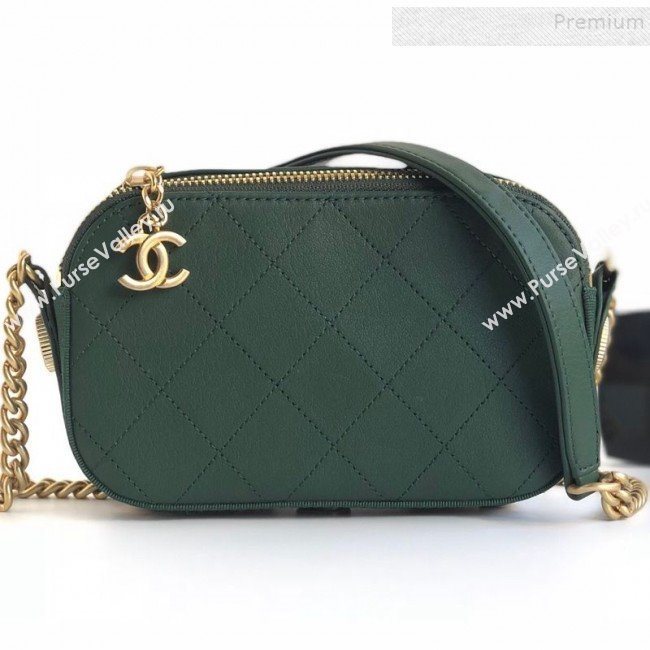 Chanel Quilted Calfskin Button Side Camera Case Bag A57574 Green 2019 (YD-9090611)