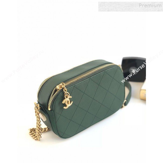 Chanel Quilted Calfskin Button Side Camera Case Bag A57574 Green 2019 (YD-9090611)