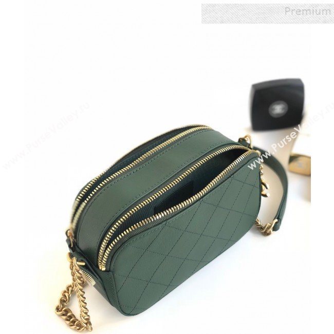 Chanel Quilted Calfskin Button Side Camera Case Bag A57574 Green 2019 (YD-9090611)