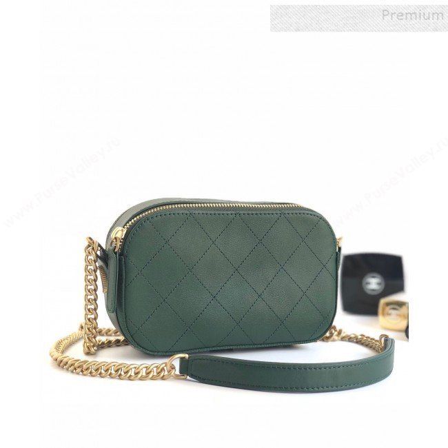 Chanel Quilted Calfskin Button Side Camera Case Bag A57574 Green 2019 (YD-9090611)