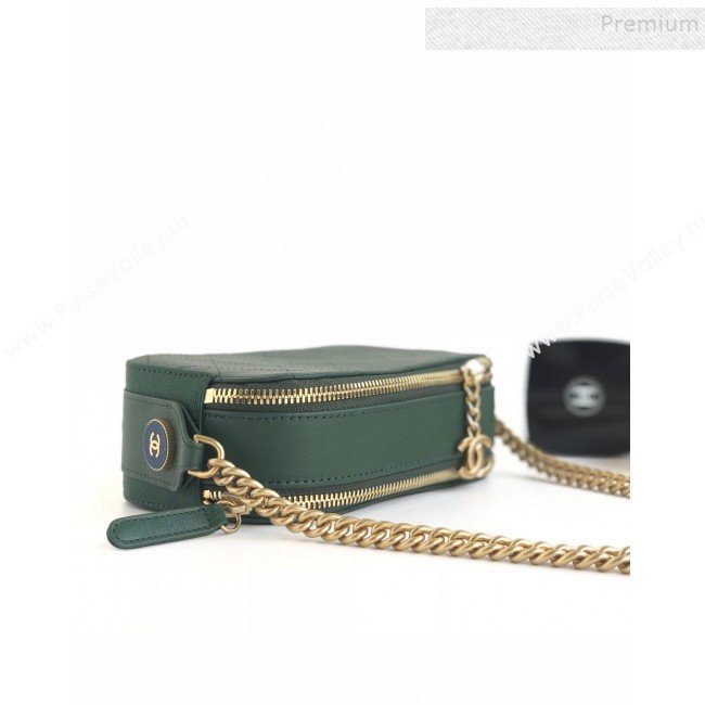 Chanel Quilted Calfskin Button Side Camera Case Bag A57574 Green 2019 (YD-9090611)