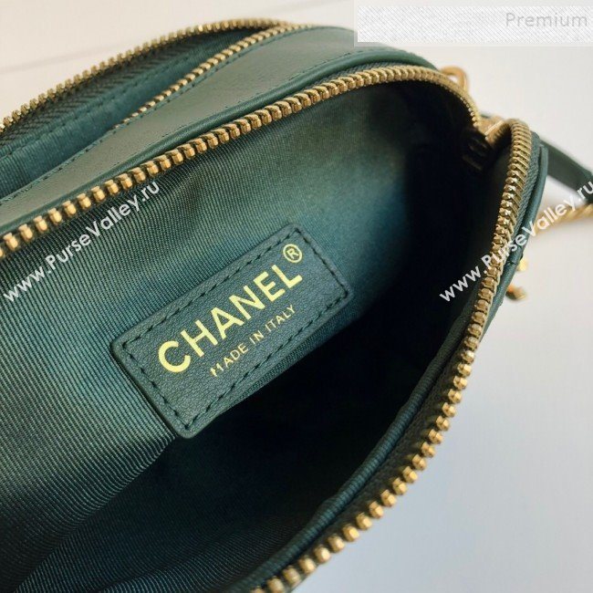 Chanel Quilted Calfskin Button Side Camera Case Bag A57574 Green 2019 (YD-9090611)