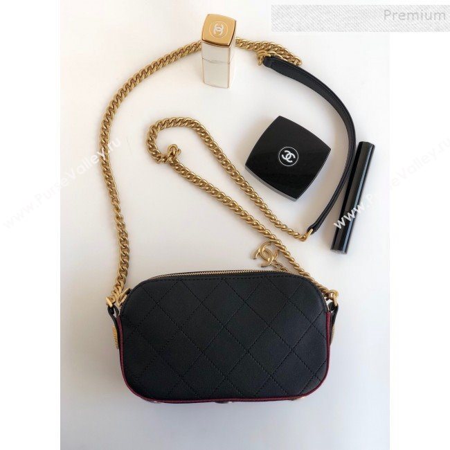 Chanel Quilted Calfskin Button Side Camera Case Bag A57574 Black 2019 (YD-9090612)