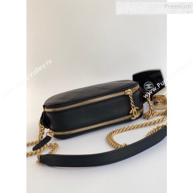 Chanel Quilted Calfskin Button Side Camera Case Bag A57574 Black 2019 (YD-9090612)