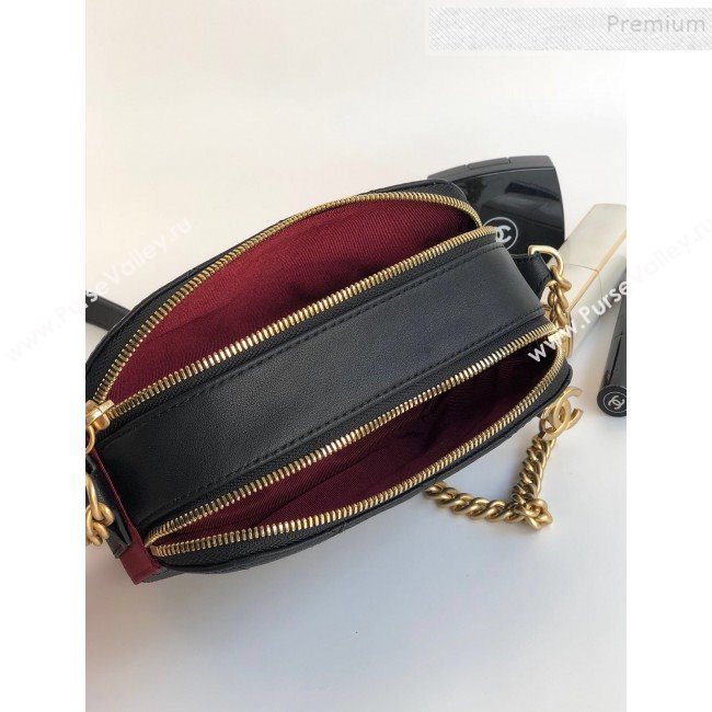 Chanel Quilted Calfskin Button Side Camera Case Bag A57574 Black 2019 (YD-9090612)
