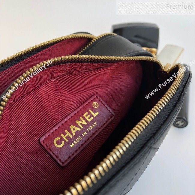 Chanel Quilted Calfskin Button Side Camera Case Bag A57574 Black 2019 (YD-9090612)
